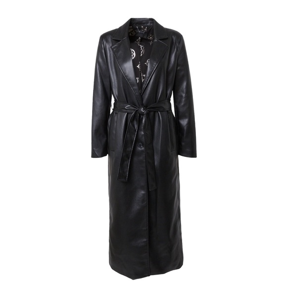 GUESS Between-Seasons Vegan Leather Coat 'Gea' in Black Size S\M - Picture 1 of 7
